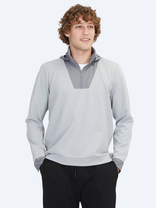 Gri Kapüşonlu Sweatshırt