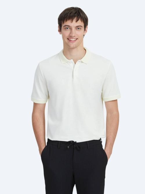 Ekru Polo Yaka %100 Pamuk T-Shirt