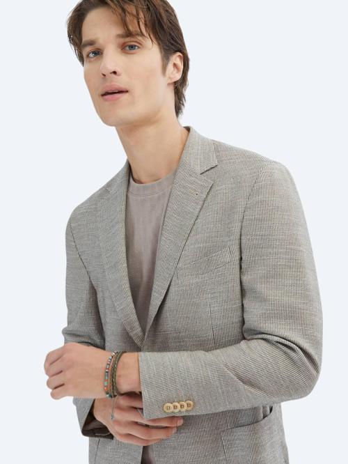 Kahverengi Desenli Regular Fit Ceket