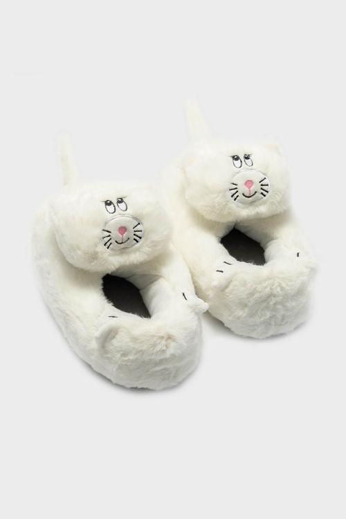 Tw Gatto Sessiz Taban Animal Bayan Panduf CC0588 BEYAZ