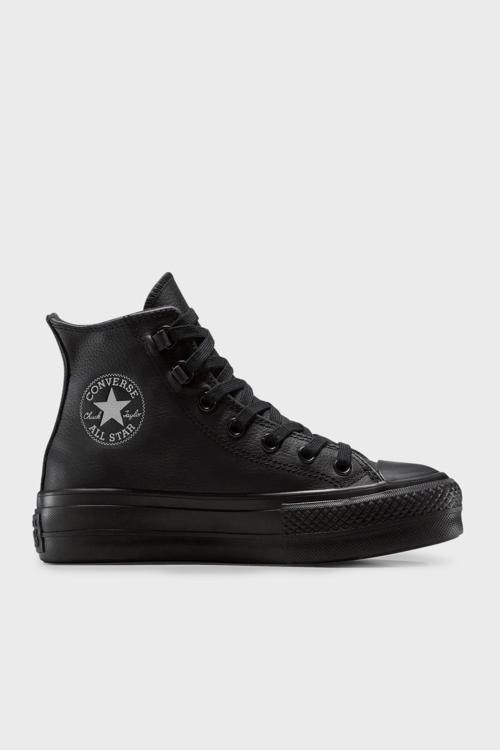 Chuck Taylor All Star Lıft Platform Deri Logolu Sneaker Bayan Ayakkabı A12969C 001 SİYAH