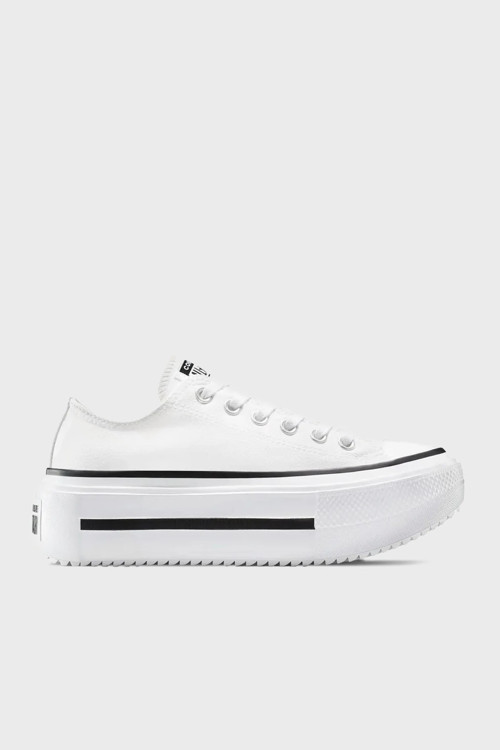 Logolu Tırtıklı Platform Taban Sneaker Bayan Ayakkabı A15491C 102 BEYAZ-SİYAH