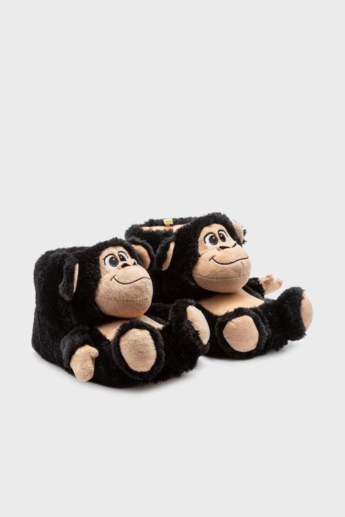 Tw Maymun Sessiz Taban Hayvanlı Erkek Çocuk Panduf GG0590 SİYAH