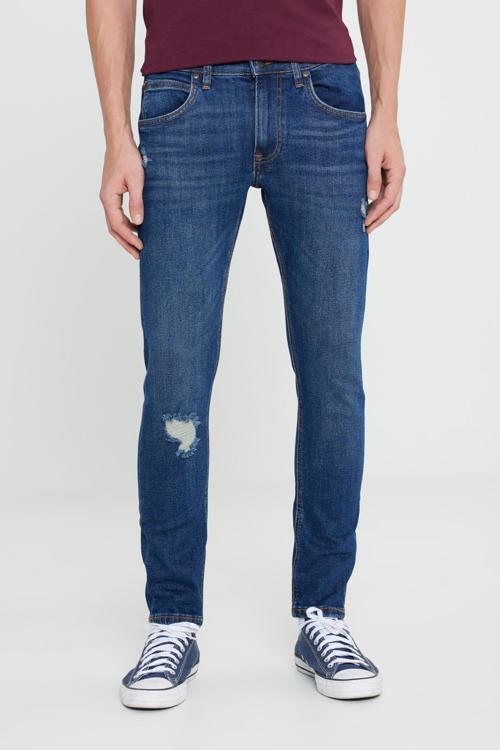 Pamuklu Slim Fit Normal Bel Dar Paça Jeans Erkek Kot Pantolon L71918 2XT ORTA MAVİ