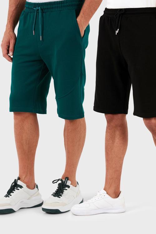 Pamuklu Regular Fit Normal Bel Cepli 2'li Paket Erkek Şort 590804142S2 Siyah-Hunter