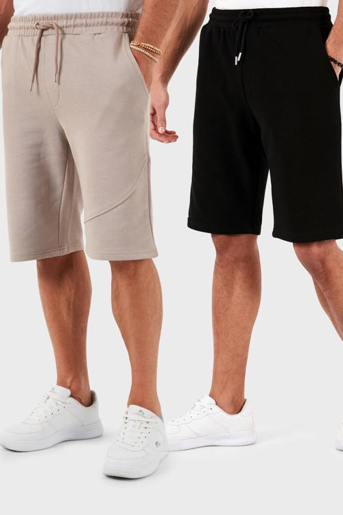 Pamuklu Regular Fit Normal Bel Cepli 2'li Paket Erkek Şort 590804142S2 SİYAH-BEJ