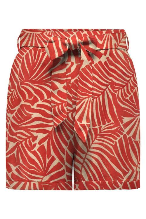 Onlcallie Keten Karışımlı Regular Fit Bayan Short 15318789 Mercan-Bej