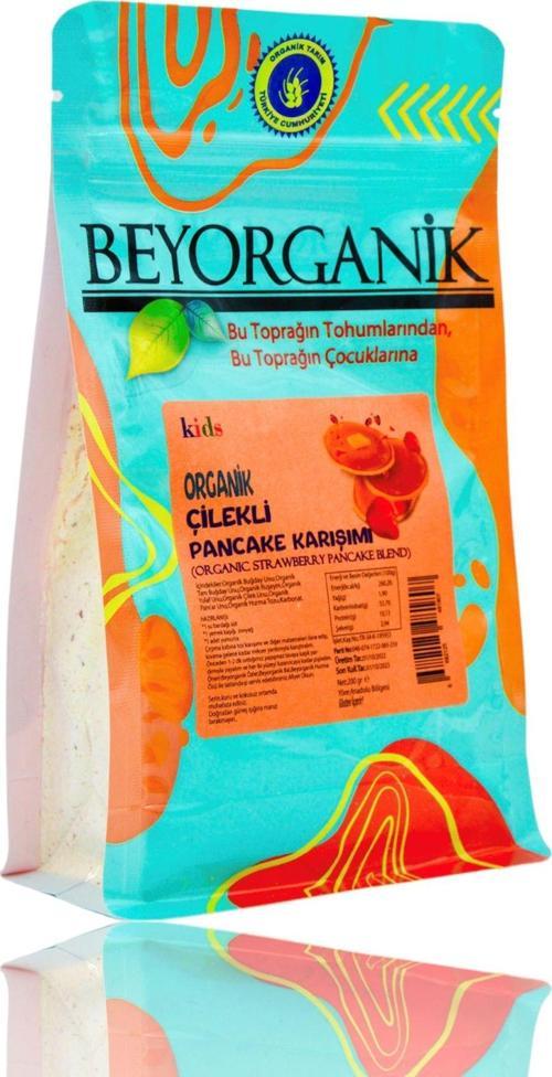 Organik Çilekli Pancake karışımı 200gr (Hurma şekeri ile tatlandırılmıştır) Bebek Ek Gıdası
