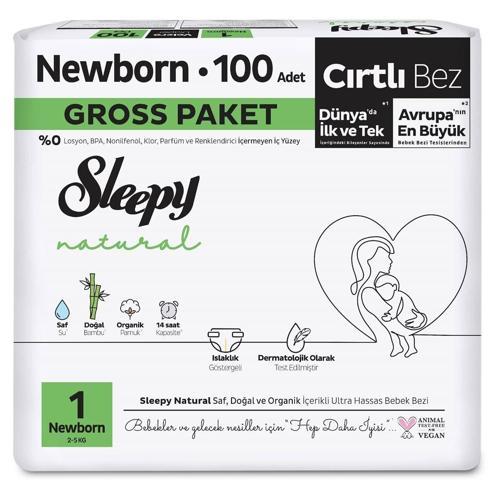 Sleepy Natural Bebek Bezi Gross Paket 1 Beden 2-5 Kg 100 Adet