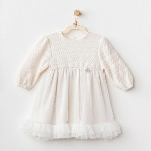 Andywawa AC26136 Wawa Exclusive Elbise Ekru