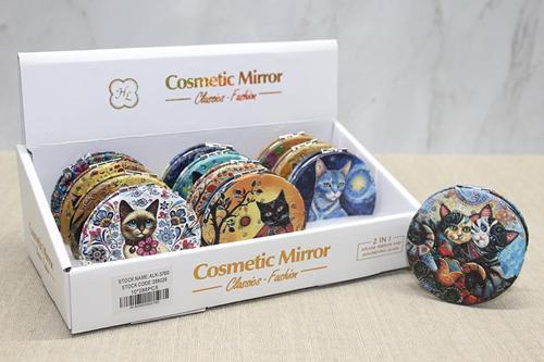 Kedi Taşlı El Aynası Yuvarlak İnce 