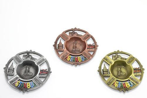 İstanbul Temalı Yöresel Metal Küllük Yuvarlak 