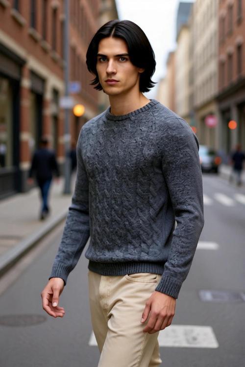 Erkek Slim Fit Bisiklet Yaka Saç Örgü Triko Kazak Kışlık Soğuk Hava Şıklığı İçin İdeal Kaliteli