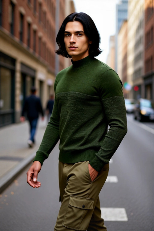 Erkek Dokulu Dik Yaka Triko Kazak Slim Fit Kesimiyle Kış Aylarına Modern Dokunuşlar Katın Kaliteli