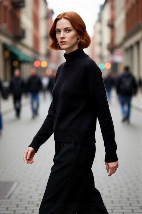 Kadın Gri Oversize Triko Kazak Dik Yaka Düşük Kol Detayıyla Kışın Rahat ve Şık Bir Tarz Kaliteli