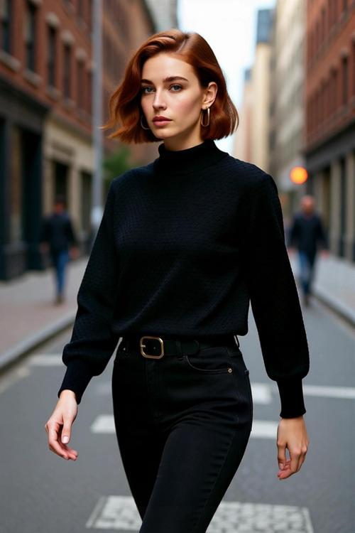 Kadın Dokulu Dik Yaka Balon Kol Regular Kalıp Akrilik Triko Kazak Günlük Ve Şık Kış Kombinleri İçin