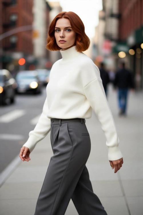 Kadın Oversize Düşük Kol Dik Yaka Düz Triko Kazak Kış ve Sonbahar Şıklığı İçin İdealdir Kaliteli