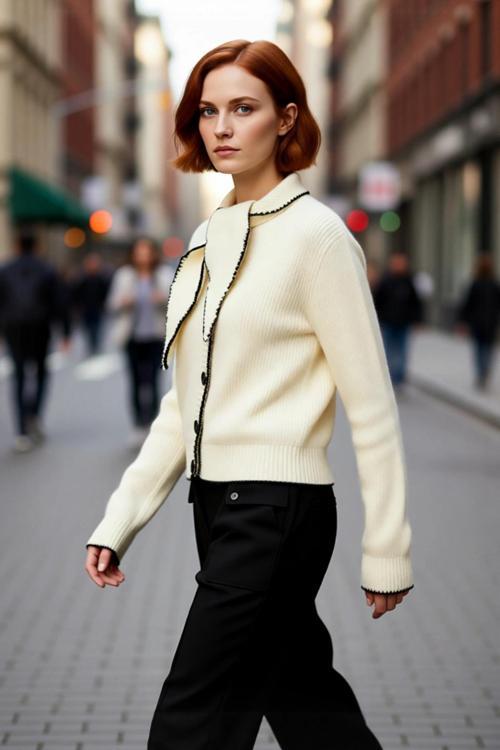 Kadın Regular Kalıp Fular Yaka Triko Kazak Özel Kontrast Detayları ile Şık ve Rahat Bir Görünüm