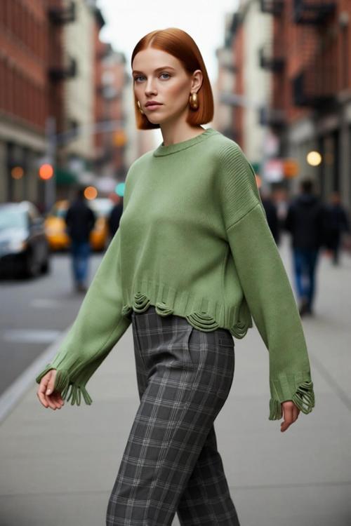 Kadın Oversize Triko Crop Kazak Düşük Kollu Akıtma Detaylı Yumuşak Dokusuyla Modern Şıklık Sunar