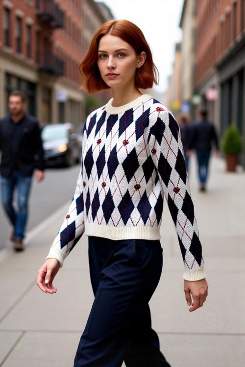 Kadın Regular Kalıp Kalın Baklava Desenli Pike Dokuma Triko Kazak Kışlık Şıklık ve Rahatlık Sunar