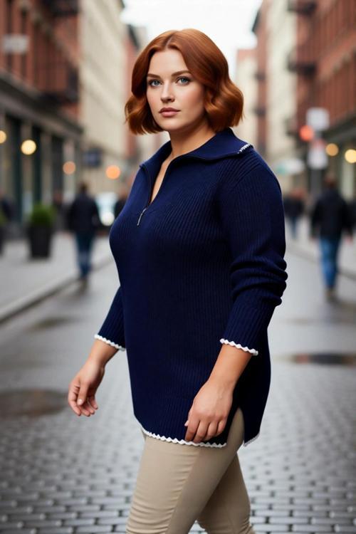 Kadın Relaxed Kalıp Fermuarlı Dik Yaka Düşük Kol Selanik Triko Kazak Kış Kombinlerin Vazgeçilmezi