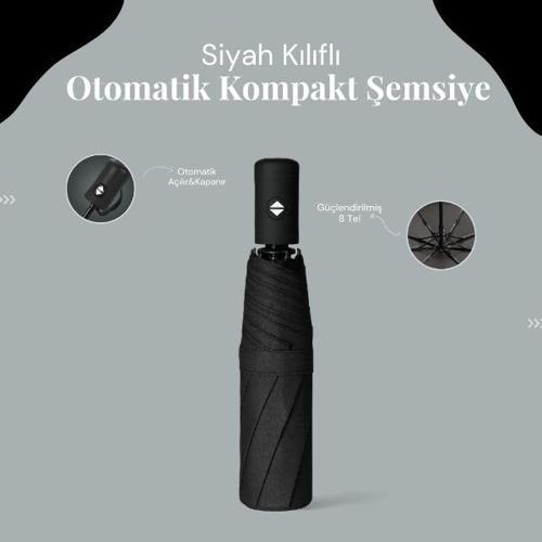 Siyah Kılıflı Otomatik Kompakt Şemsiye 