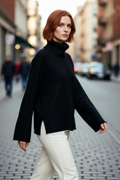 Kadın Oversize Balıkçı Yaka Reglan Kol Triko Kazak Kışlık Rahat Ve Şık Günlük Kombinler İçin İdeal