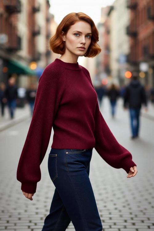 Kadın Fitted Kalıp Dik Yaka Triko Kazak Fitilli Dokuma Uzun Kollu Günlük Şık Kışlık Giyim Seçeneği