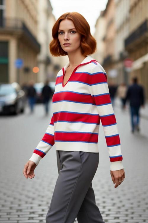 Kadınlara Özel Regular Kalıp Polo Yaka Çizgili İnce Triko Kazak Günlük Şık Kombinler İçin İdeal