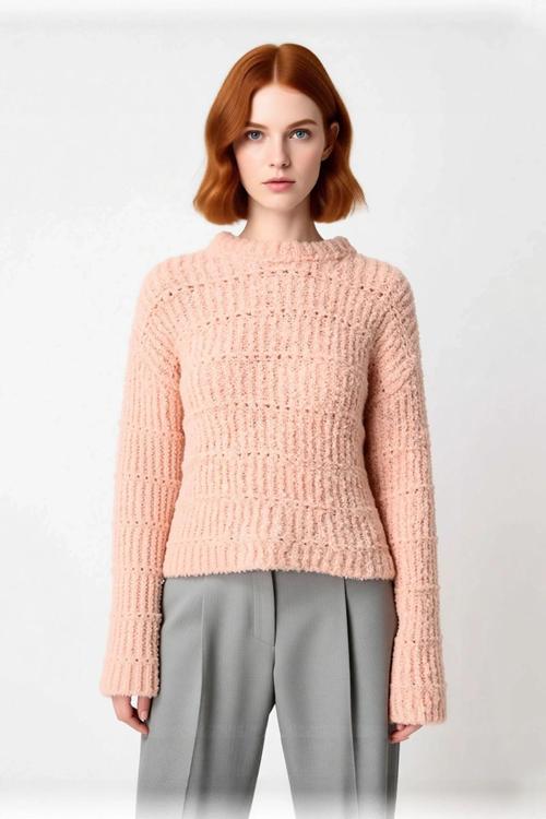 Kadınlar İçin Kışlık Oversize Kalın Dokulu Triko Kazak Düşük Kollu Bisiklet Yaka Gündelik Şıklık