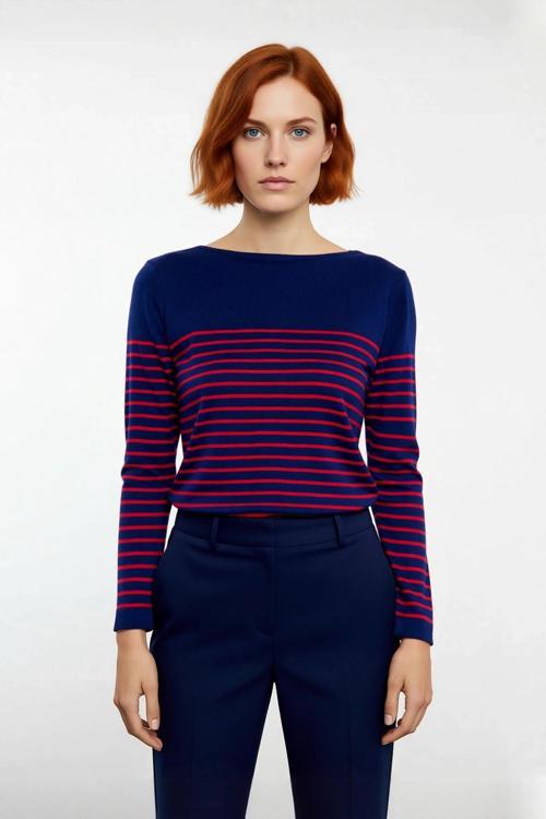 Kadın Basic Regular Kalıp Uzun Kollu Çizgili Bisiklet Yaka Gri Triko Kazak Modeli Kaliteli