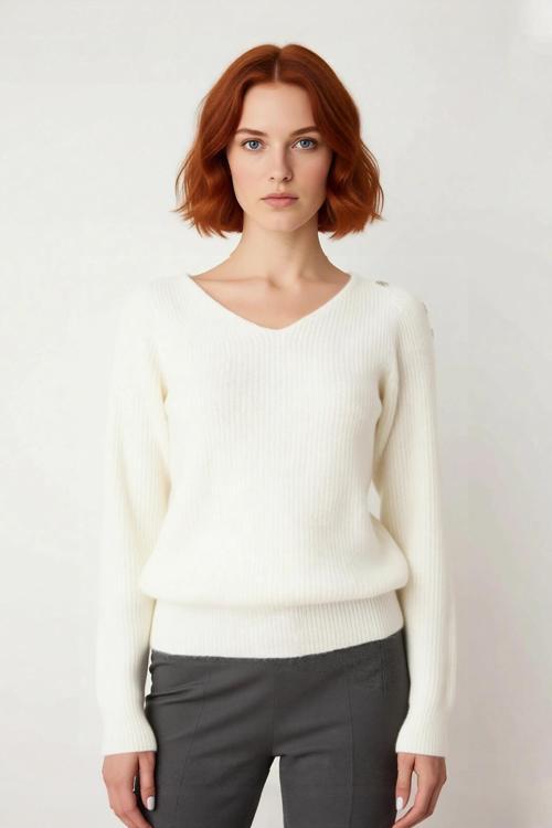 Kadın Bisiklet Yaka Taş Detaylı Yumuşak Dokulu Regular Kalıp Kışlık Triko Kazak Gündüzden Geceye