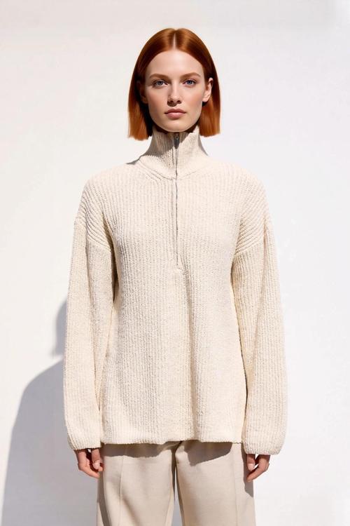 Kadın Basic Siluet Uzun Boy Düz Desen Rahat Kesim Kalın Triko Kazak Kış Kombinleri İçin Kaliteli