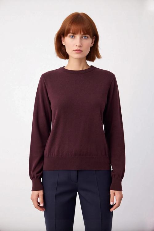 Kadın Ekru Düz Regular Kalıp Bisiklet Yaka Triko Kazak Kışın Rahat ve Şık Kombinlerin Temel Parçası