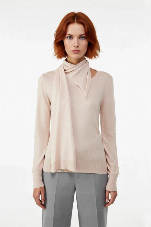 Kadın Regular Kalıp Uzun Kollu Şal Yaka İnce Triko Kazak İlkbahar Sonbahar Şıklığı Kaliteli