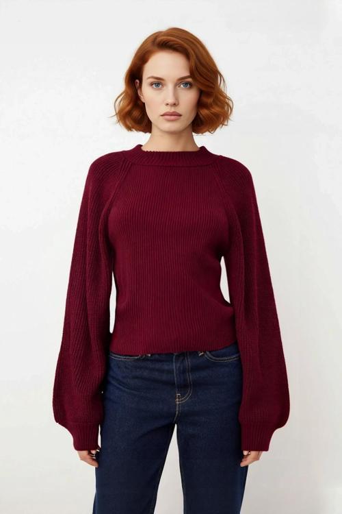 Kadınlara Özel Basic Fitted Akrilik Triko Kazak Dik Yaka Uzun Kollu Rahat Kış Şıklığı Sunar