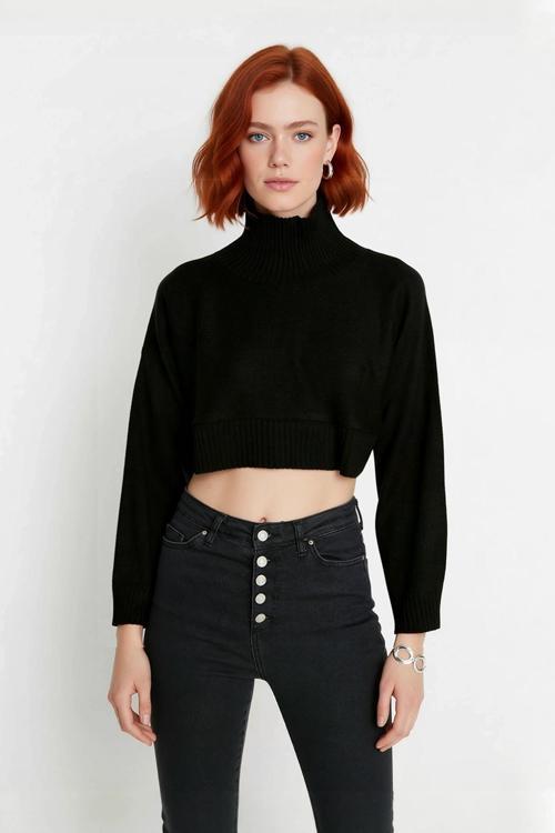 Kadın Oversize Dik Yaka Düz Akrilik Triko Kazak Basic Rahat Kış Kombinleri İçin İdeal Kaliteli