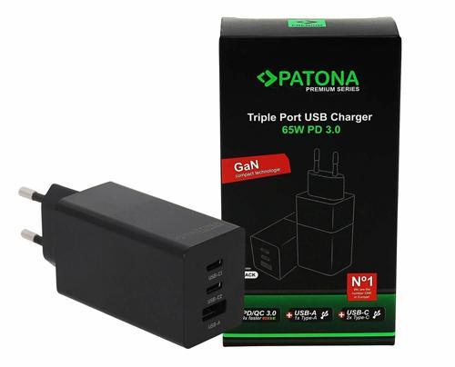 Premium GaN PD65W Adaptör 2xUSB-C 1xUSB-A PD3.0 QC3.0