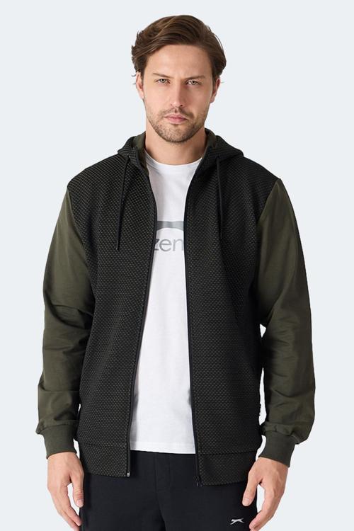 FLAME Erkek Kapüşonlu Cepli Haki Sweatshirt