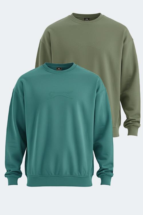 VADIK 2li set Erkek  Haki - Petrol Sweatshirt