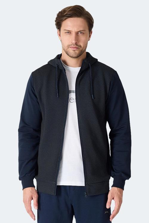 FLAME Erkek Kapüşonlu Cepli Lacivert Sweatshirt