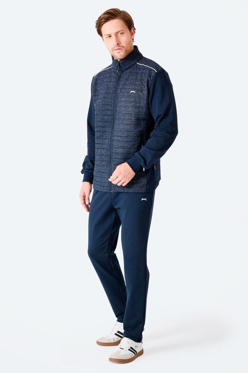 FIORA Erkek Fermuarlı Dik Yaka Cepli Lacivert Eşofman Takımı