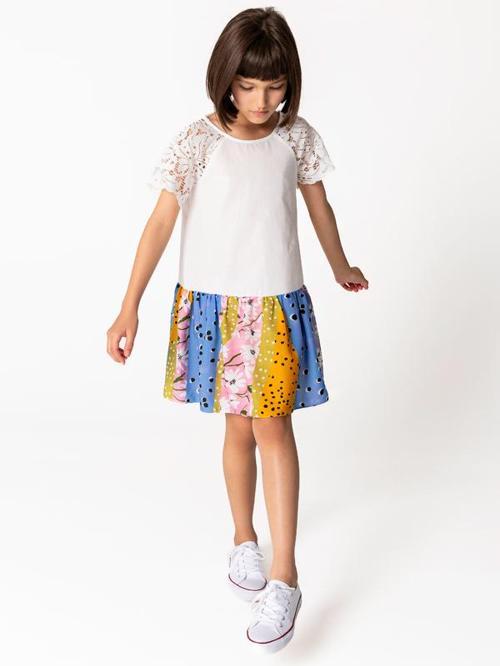 Dantel Yarım Kollu Pamuklu Kız Çocuk Elbise