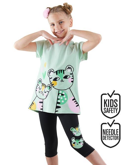 Puanlı Kaplan Kız Çocuk T-shirt Tayt Takım