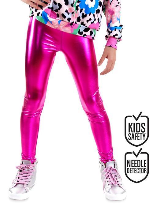 Kız Çocuk Koyu Pembe Metalik Parlak Tayt