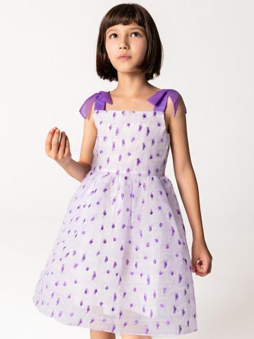 Mor Askılı Ve Benekli Jakar Kız Çocuk Elbise