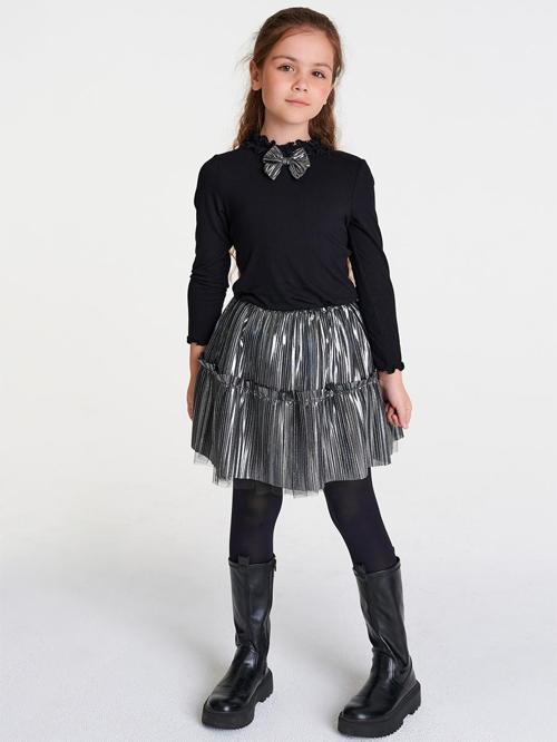 Siyah Gümüş Işıktı Etek Blüz Takım