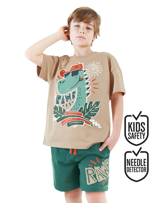 Summer Dino Erkek Çocuk T-shirt Şort Takım