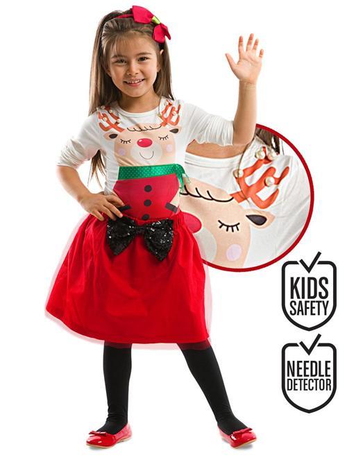 İncili Kız Çocuk Body Tüllü Kırmızı Etek Takım