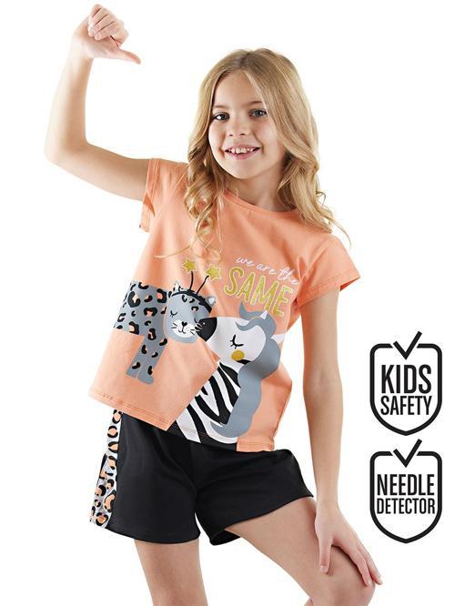 Zebra ve Leo Kız Çocuk T-shirt Şort Takım